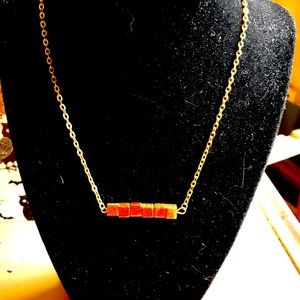 Goldstone Crystal bar necklace